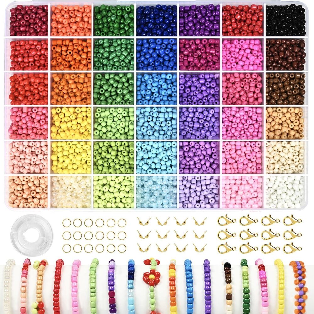 9735 42 Colors 4mm Glass Seed Beads for Bracelets Making, 8400pcs